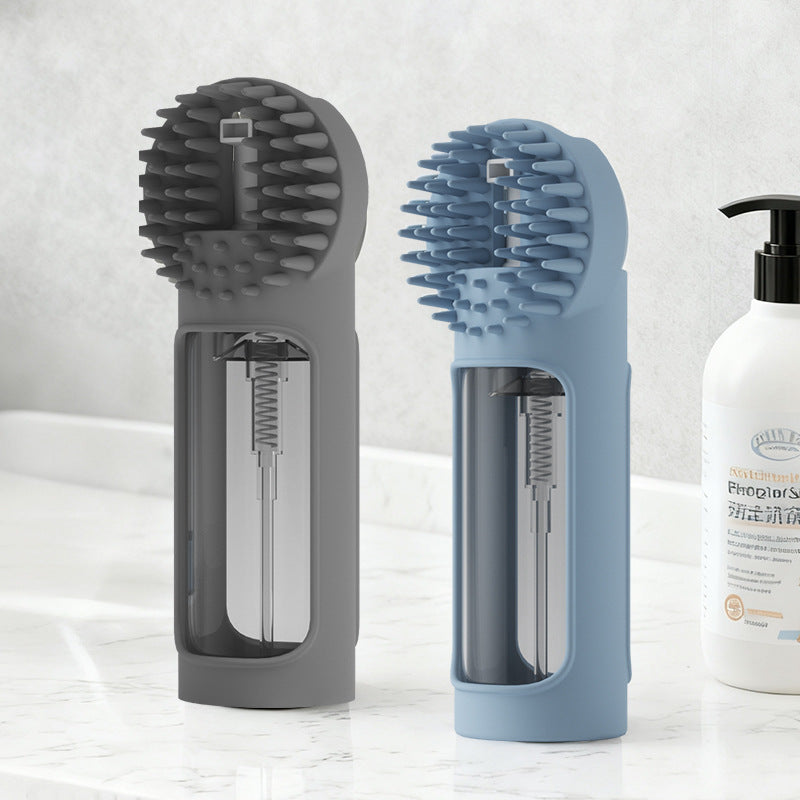 "Multifunktionale 2-in-1 Silikon Haustier-Badebürste in Grau und Blau"
