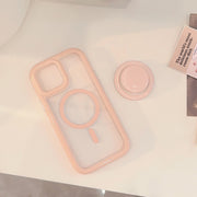 "Einfache Ins Feste Farbe Magnetische Halterung Handyhülle, Kompatibel mit iPhone 11/12/13/14 Pro Max, Stoßschutz, Acrylmaterial"