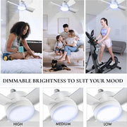 "Intelligente LED-Deckenventilatorlampe mit Fernbedienung - Platzsparendes Design für warmes Licht und erfrischende Brise"