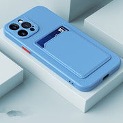 "Rutschfeste Silikon Handyhülle mit Kartenfach - Schutzhülle im Unifarben-Design, Kompatibel mit Samsung Modellen"