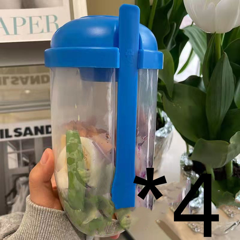 "Minimalistischer Tragbarer Salatbecher 1000ml mit Gabel und Dichtem Deckel - Auslaufsicher und Ideal für Unterwegs, Erhältlich in Weiß, Klein Blau, Mint Grün, Mädchen Rosa"