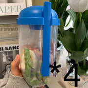 "Minimalistischer Tragbarer Salatbecher 1000ml mit Gabel und Dichtem Deckel - Auslaufsicher und Ideal für Unterwegs, Erhältlich in Weiß, Klein Blau, Mint Grün, Mädchen Rosa"