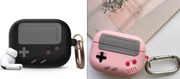 "Silikonhülle im klassischen Spielkonsolen-Design für Airpods Pro mit Schlüsselanhänger - Kompatibel mit Apple, Erhältlich in Schwarz und Grau"