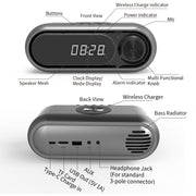 "Multifunktionaler Nachttisch-Wecker mit Bluetooth-Lautsprecher und drahtlosem 10W-Schnellladegerät, USB-Stromversorgung, MP3-Wiedergabe, Radiofunktion - in verschiedenen Farben erhältlich"