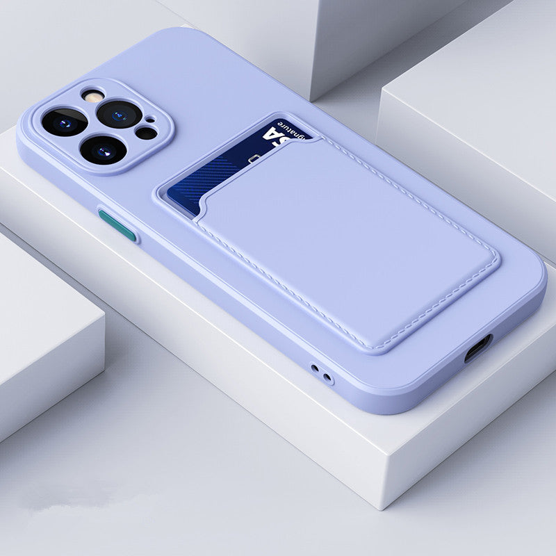 "Rutschfeste Silikon Handyhülle mit Kartenfach - Schutzhülle im Unifarben-Design, Kompatibel mit Samsung Modellen"