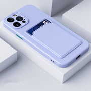 "Rutschfeste Silikon Handyhülle mit Kartenfach - Schutzhülle im Unifarben-Design, Kompatibel mit Samsung Modellen"