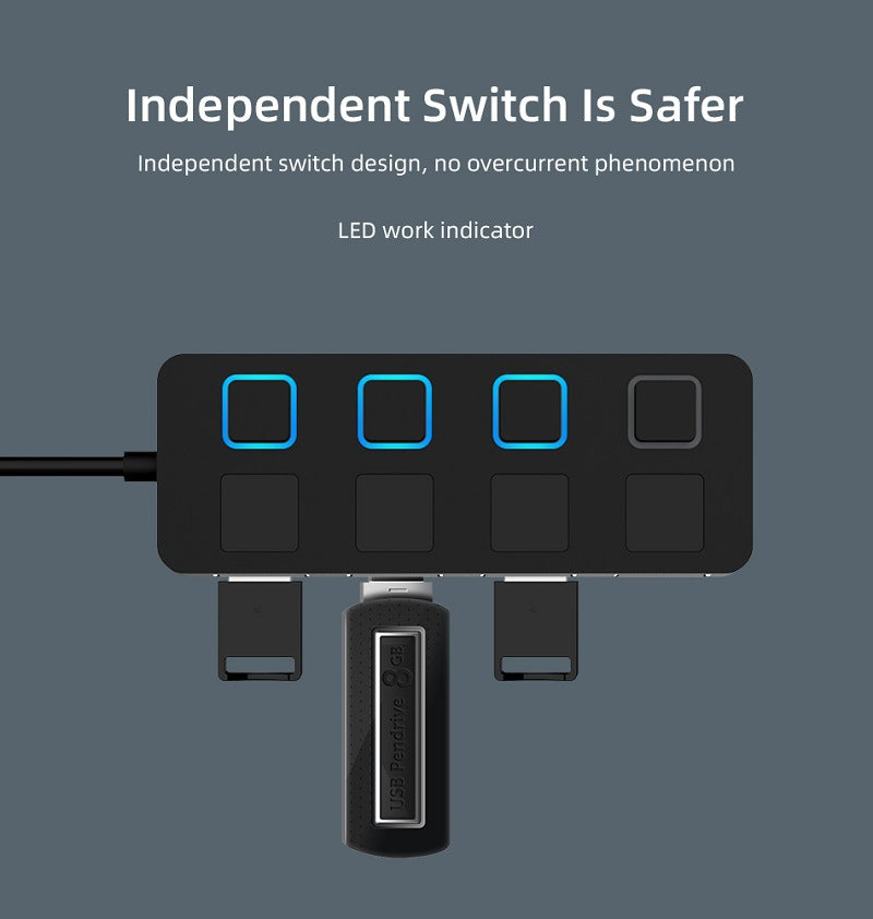 "Oufeir 4-in-1 USB-Hub Multiport Splitter, Hochgeschwindigkeits-Übertragungsrate, Keine Externe Stromversorgung Benötigt"