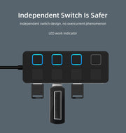 "Oufeir 4-in-1 USB-Hub Multiport Splitter, Hochgeschwindigkeits-Übertragungsrate, Keine Externe Stromversorgung Benötigt"