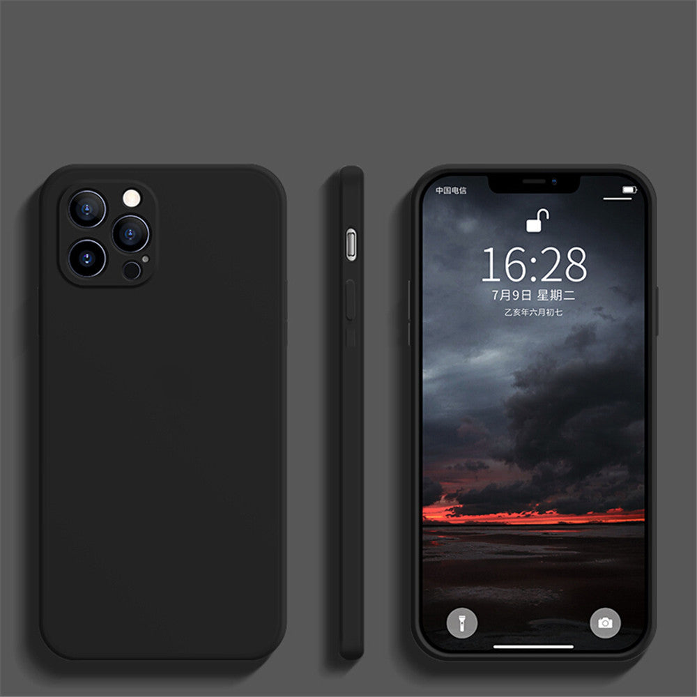 "Exklusive Liquid Silikon Handyhülle mit feinen Löchern und geraden Kanten für iPhone - Einfacher Stil, Solide Farbe"