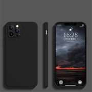"Exklusive Liquid Silikon Handyhülle mit feinen Löchern und geraden Kanten für iPhone - Einfacher Stil, Solide Farbe"