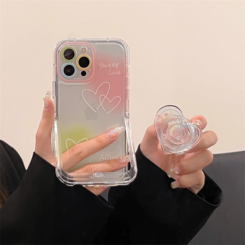 "Stilvolle Smudge Line Love TPU Rückenschale für iPhone 14, 13 und 12 Modelle mit optionalem Halter"