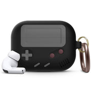 "Silikonhülle im klassischen Spielkonsolen-Design für Airpods Pro mit Schlüsselanhänger - Kompatibel mit Apple, Erhältlich in Schwarz und Grau"