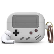 "Silikonhülle im klassischen Spielkonsolen-Design für Airpods Pro mit Schlüsselanhänger - Kompatibel mit Apple, Erhältlich in Schwarz und Grau"
