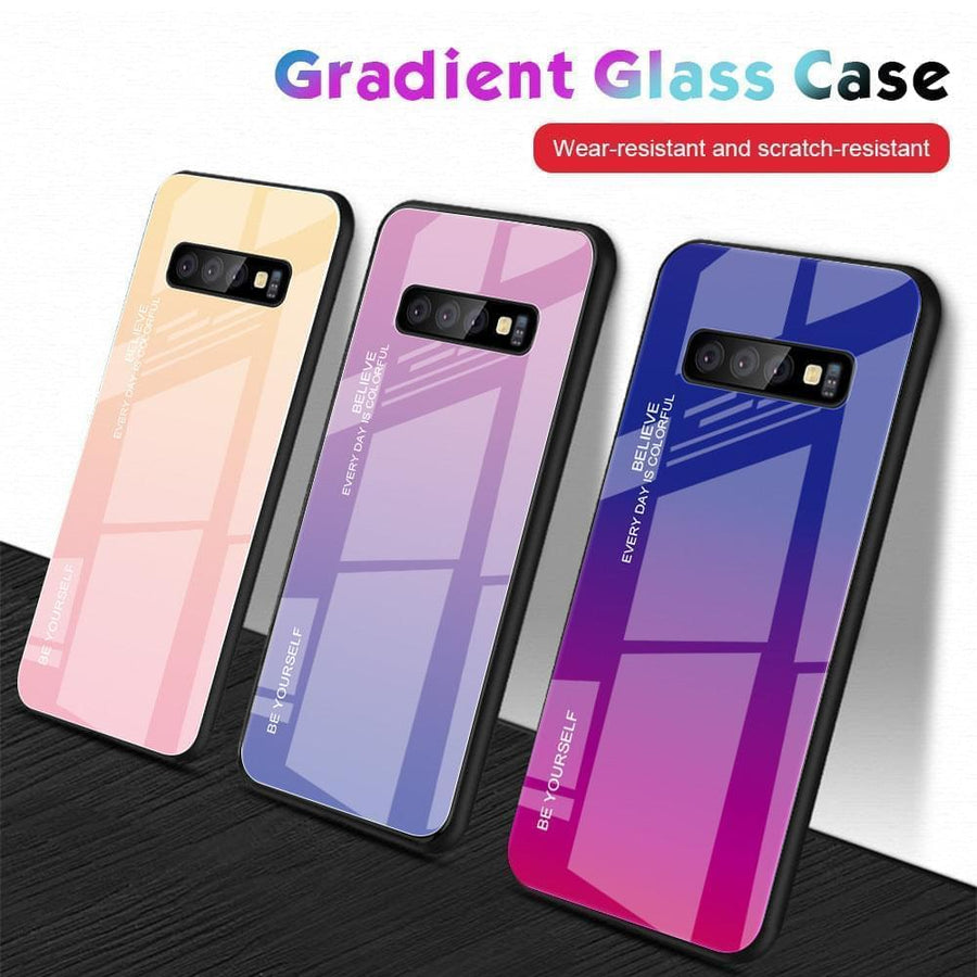 "Schlichte Gradienten Glas Handyhülle - Rückseite Schutz für Samsung, TPU + Gehärtetes Glas"
