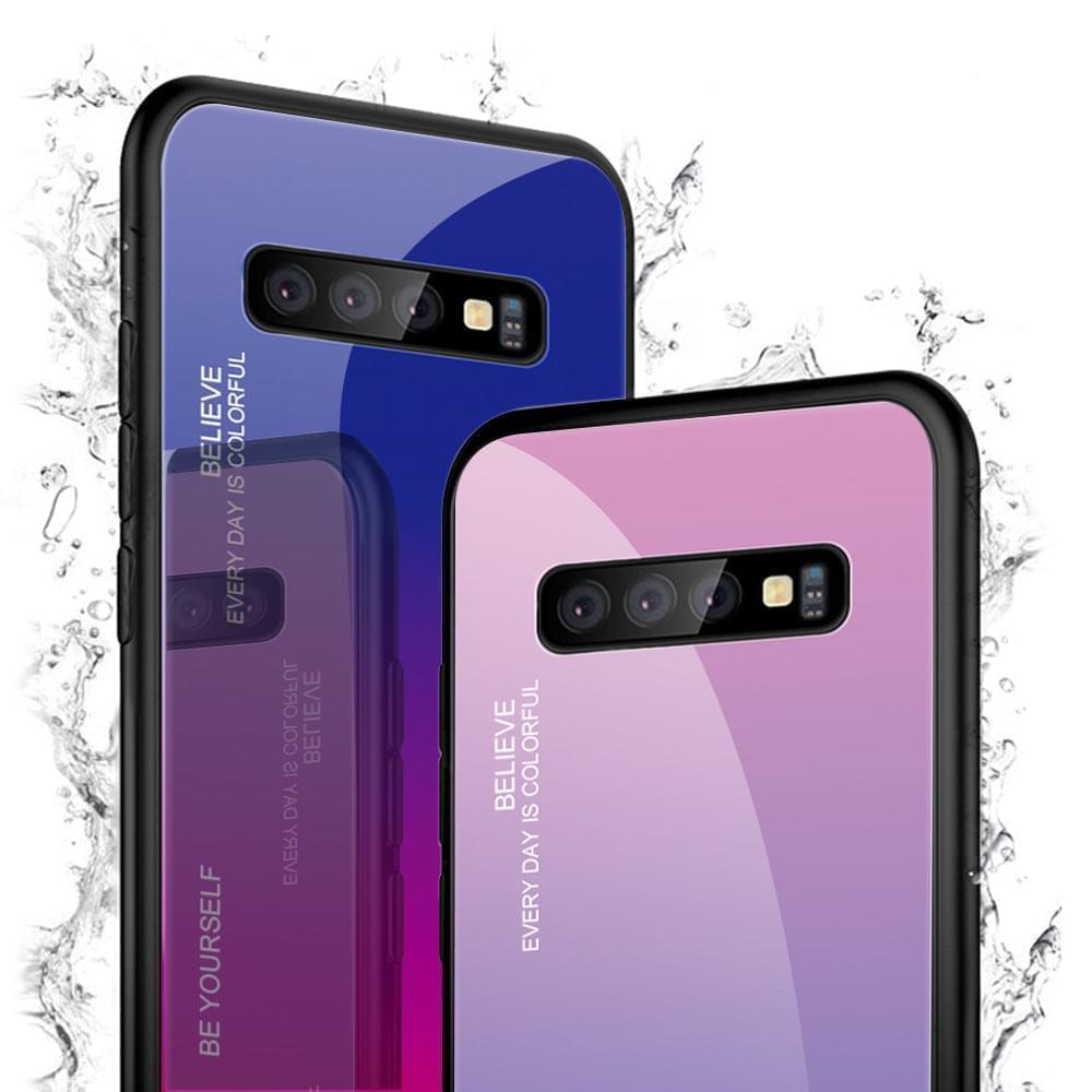 "Schlichte Gradienten Glas Handyhülle - Rückseite Schutz für Samsung, TPU + Gehärtetes Glas"