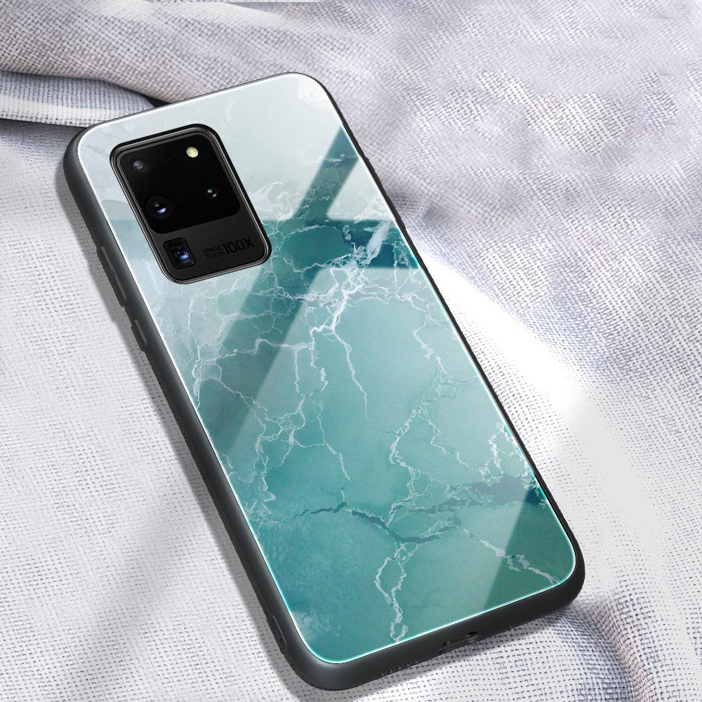"Stylische Handyhülle aus Marmor-Glas - Modische Rückabdeckung aus TPU und gehärtetem Glas"