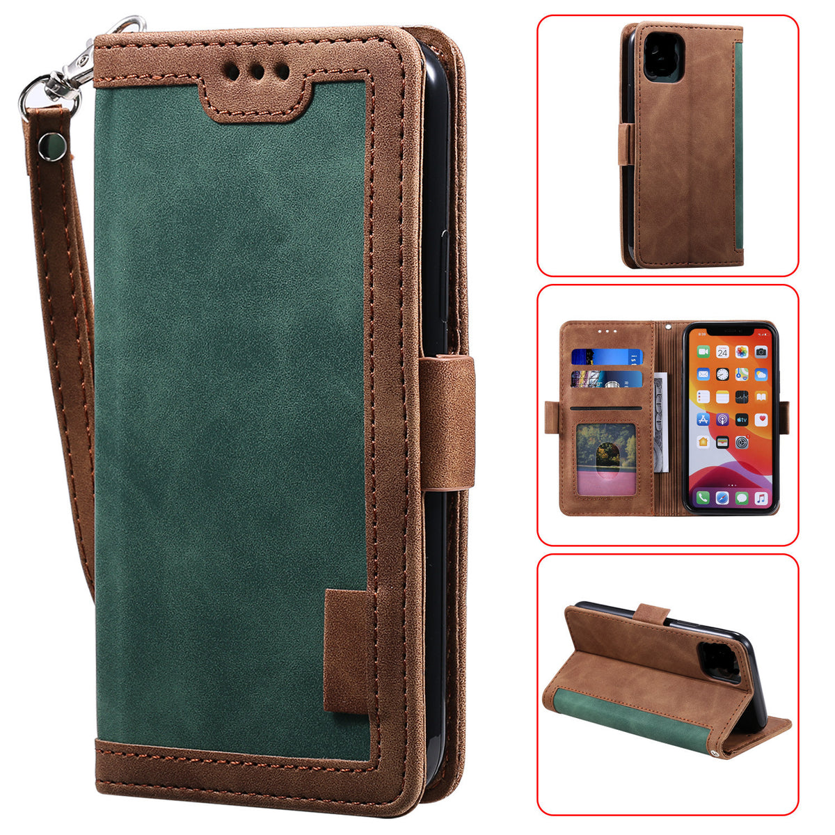 iPhone 12 & SE Retro Lederhülle mit Kartenfächern – Eleganter Rundumschutz