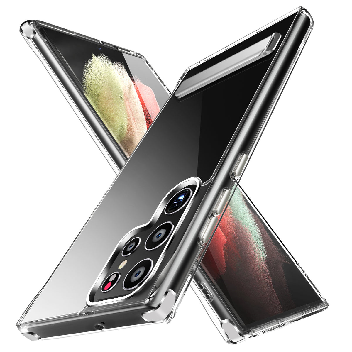 "ULTRA Kristall Anti-Fall 2.0 Anti-Kratzer Handyhülle mit Halterung für Samsung Modelle - Transparent und Robust"