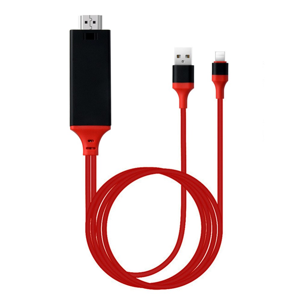 "Universelles 2M HDMI TV AV Adapterkabel, Kompatibel mit Apple iPhone 5 6 6S 7 7 Plus, USB 1080P, Unterstützt Aufladung und 4K x 2K @30Hz Auflösung"