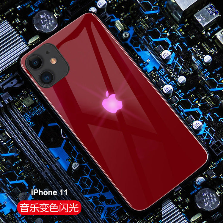 "Leuchtende Handyhülle für iPhone 11 Pro, XS Max, XR & 13: Sprachgesteuertes Farblicht, Gehärtetes Glas, Verschiedene Farben & Muster"