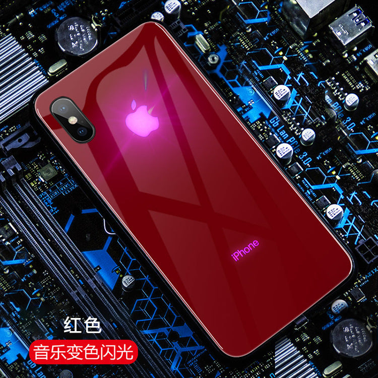 "Leuchtende Handyhülle für iPhone 11 Pro, XS Max, XR & 13: Sprachgesteuertes Farblicht, Gehärtetes Glas, Verschiedene Farben & Muster"