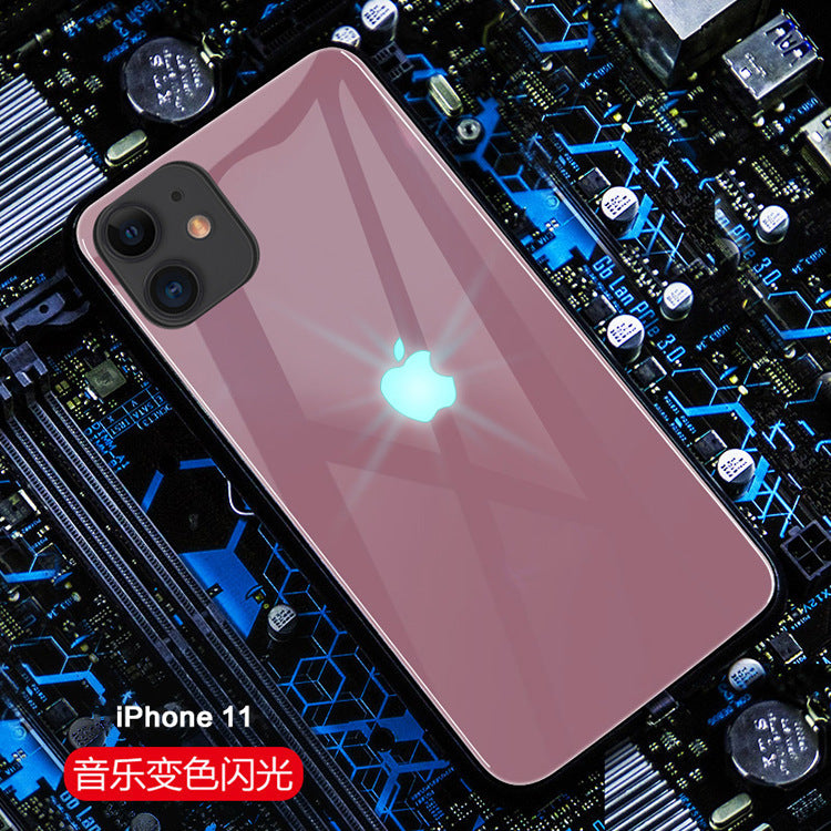"Leuchtende Handyhülle für iPhone 11 Pro, XS Max, XR & 13: Sprachgesteuertes Farblicht, Gehärtetes Glas, Verschiedene Farben & Muster"