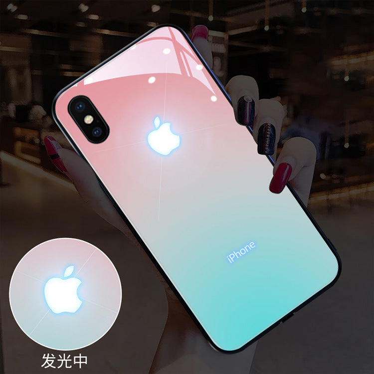 "Leuchtende Handyhülle für iPhone 11 Pro, XS Max, XR & 13: Sprachgesteuertes Farblicht, Gehärtetes Glas, Verschiedene Farben & Muster"