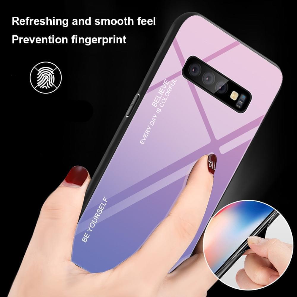 "Schlichte Gradienten Glas Handyhülle - Rückseite Schutz für Samsung, TPU + Gehärtetes Glas"