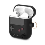 "Silikonhülle im klassischen Spielkonsolen-Design für Airpods Pro mit Schlüsselanhänger - Kompatibel mit Apple, Erhältlich in Schwarz und Grau"