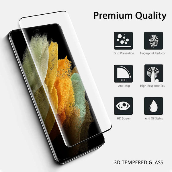 "Samsung Galaxy S21 Ultra 5G Gehärtetes Glas - HD 3D Vollbildschutz, Kratzfest, Fingerabdruckfrei, Automatische Reparatur"