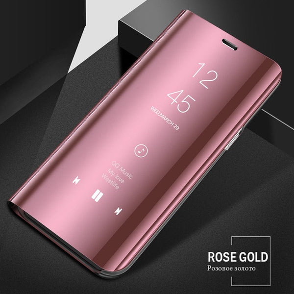 "Spiegelflip-Hülle für Samsung Galaxy S20, S10, S9, Note 20 & mehr - Stoßfest, Schmutzabweisend mit Ständer"