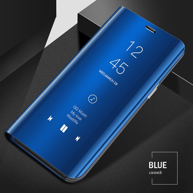 "Spiegelflip-Hülle für Samsung Galaxy S20, S10, S9, Note 20 & mehr - Stoßfest, Schmutzabweisend mit Ständer"
