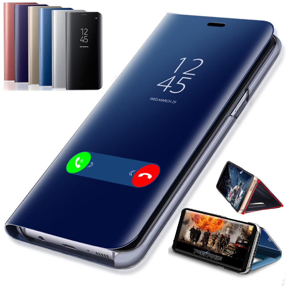 "Spiegelflip-Hülle für Samsung Galaxy S20, S10, S9, Note 20 & mehr - Stoßfest, Schmutzabweisend mit Ständer"