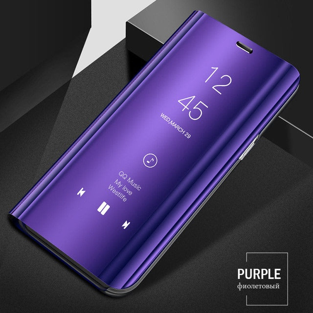 "Spiegelflip-Hülle für Samsung Galaxy S20, S10, S9, Note 20 & mehr - Stoßfest, Schmutzabweisend mit Ständer"
