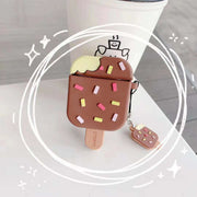 "Kompatibel mit Apple Airpods1/2 Generation: Popsicle Ohrhörerhülle im Cartoon-Stil - Silikon Flip-Typ, erhältlich in Pink und Braun"