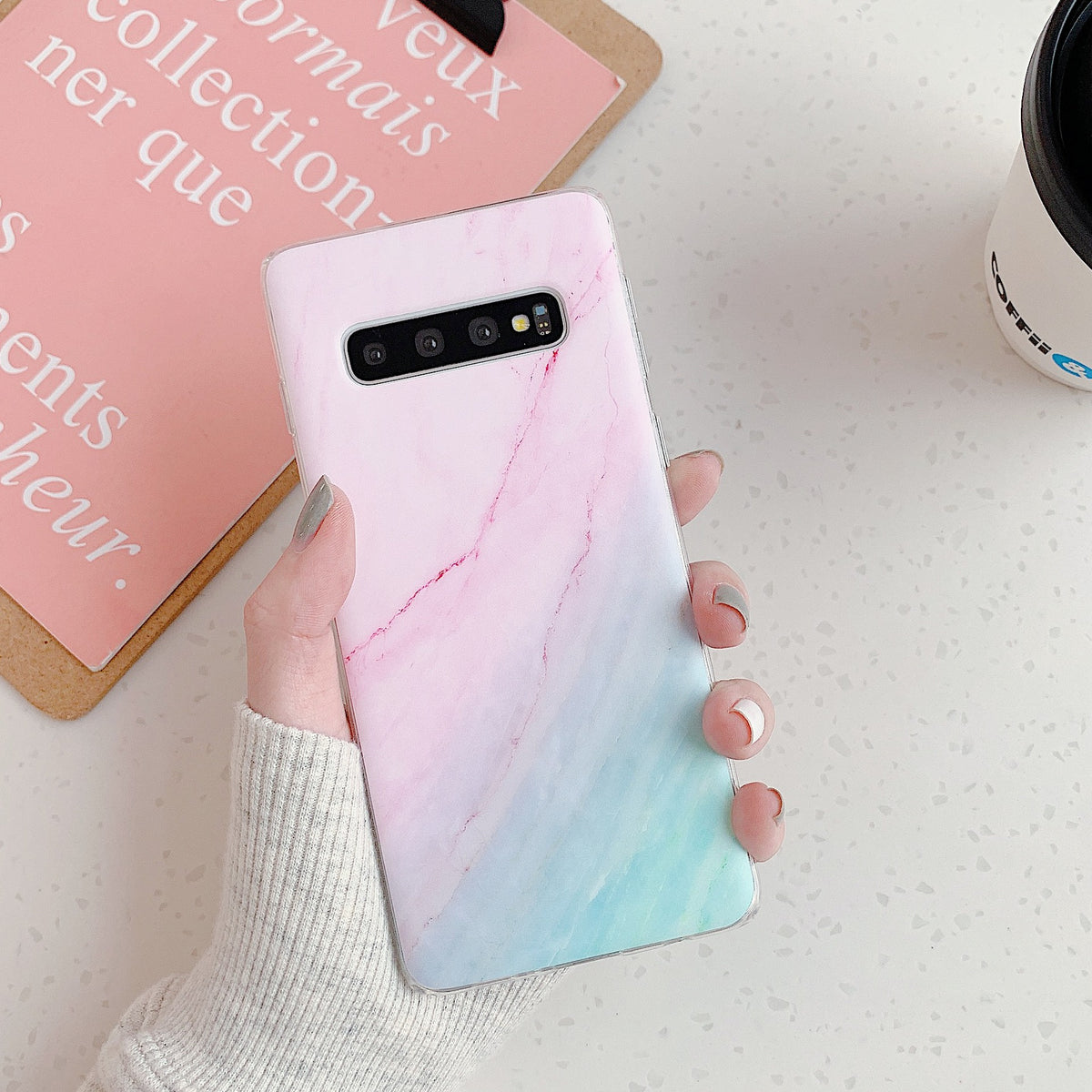 "Gradient Frosted Korallen Marmor Muster Handyhülle - Einfache Weiche Schutzhülle für Samsung"