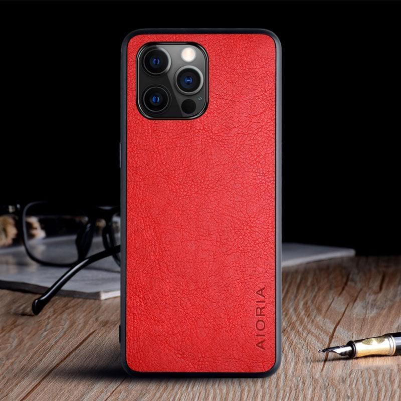 "Premium TPU Handyhülle mit Litschi-Muster - Kompatibel mit iPhone 11, 11 Pro, 12 Mini, 12 Pro & Max - Business-Stil in Vier Farben"