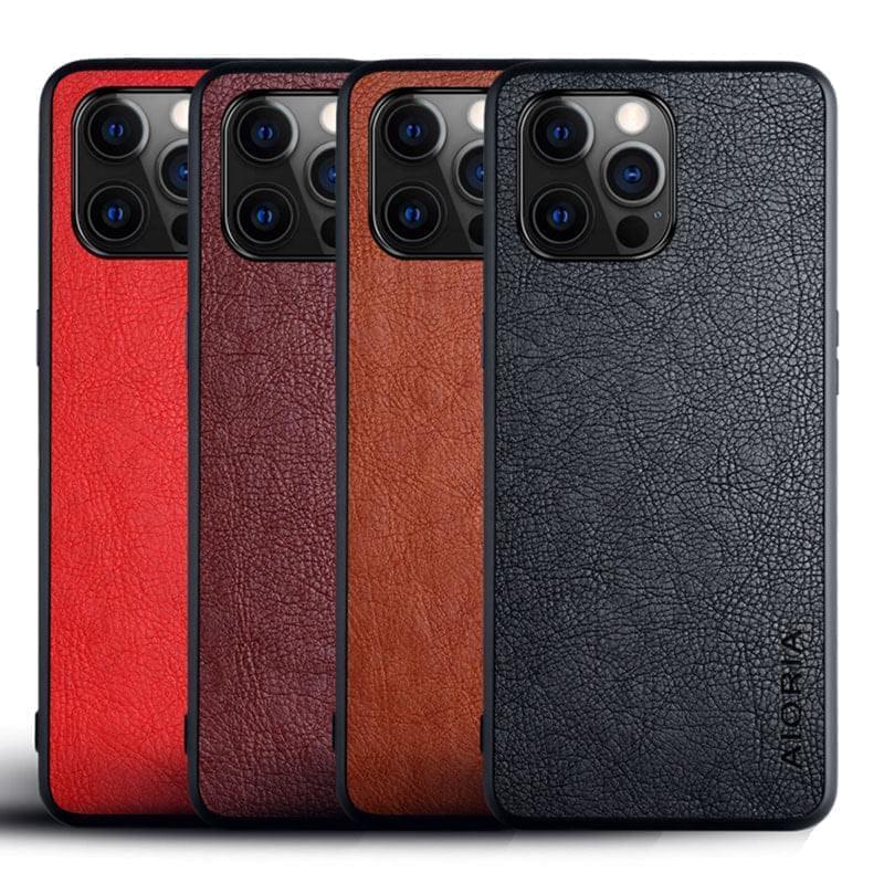 "Premium TPU Handyhülle mit Litschi-Muster - Kompatibel mit iPhone 11, 11 Pro, 12 Mini, 12 Pro & Max - Business-Stil in Vier Farben"