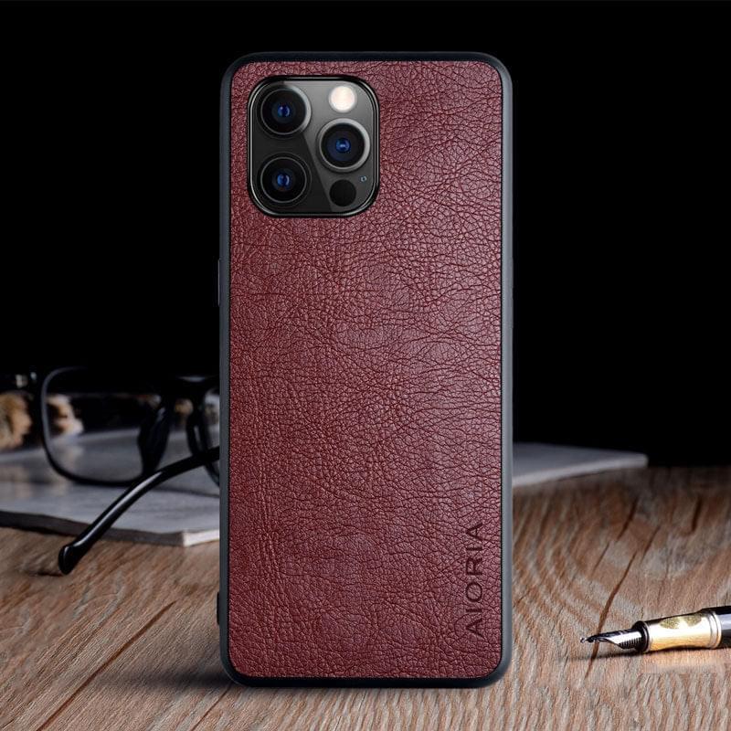 "Premium TPU Handyhülle mit Litschi-Muster - Kompatibel mit iPhone 11, 11 Pro, 12 Mini, 12 Pro & Max - Business-Stil in Vier Farben"