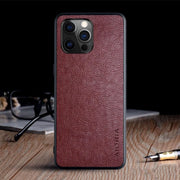 "Premium TPU Handyhülle mit Litschi-Muster - Kompatibel mit iPhone 11, 11 Pro, 12 Mini, 12 Pro & Max - Business-Stil in Vier Farben"