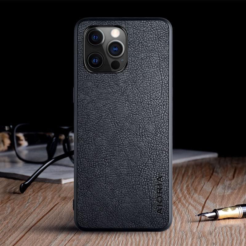 "Premium TPU Handyhülle mit Litschi-Muster - Kompatibel mit iPhone 11, 11 Pro, 12 Mini, 12 Pro & Max - Business-Stil in Vier Farben"