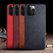 "Premium TPU Handyhülle mit Litschi-Muster - Kompatibel mit iPhone 11, 11 Pro, 12 Mini, 12 Pro & Max - Business-Stil in Vier Farben"