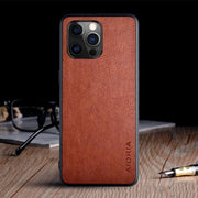 "Premium TPU Handyhülle mit Litschi-Muster - Kompatibel mit iPhone 11, 11 Pro, 12 Mini, 12 Pro & Max - Business-Stil in Vier Farben"