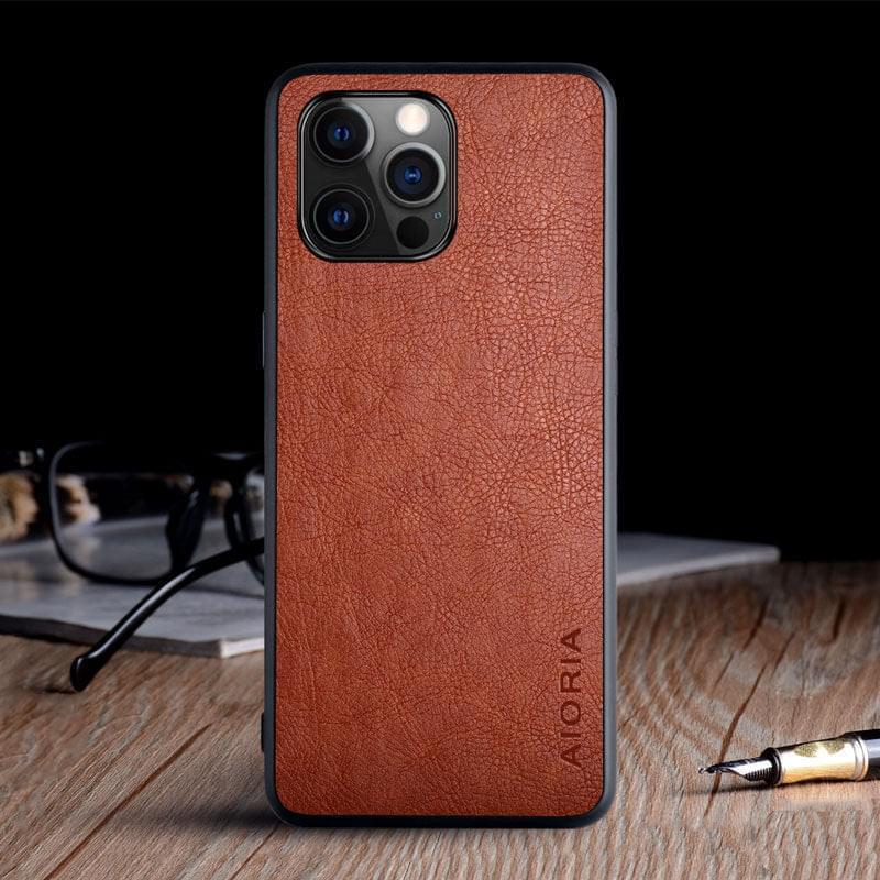 "Premium TPU Handyhülle mit Litschi-Muster - Kompatibel mit iPhone 11, 11 Pro, 12 Mini, 12 Pro & Max - Business-Stil in Vier Farben"