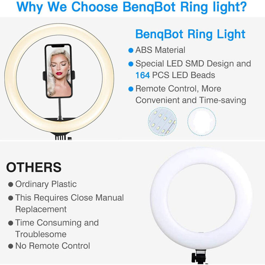 "Professionelles Studio Foto & MakeUp Licht mit einstellbarem Stativ, dimmbarem LED Ringlicht, USB-Ladefunktion - Kompatibel mit iPhone Modellen"