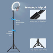 "Professionelles Studio Foto & MakeUp Licht mit einstellbarem Stativ, dimmbarem LED Ringlicht, USB-Ladefunktion - Kompatibel mit iPhone Modellen"