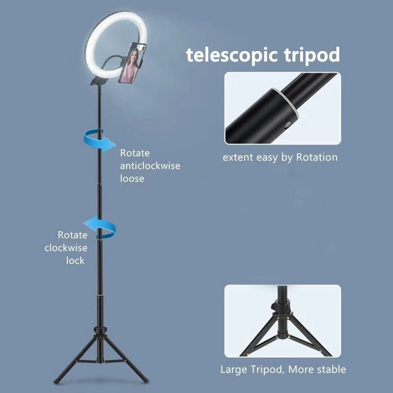 "Professionelles Studio Foto & MakeUp Licht mit einstellbarem Stativ, dimmbarem LED Ringlicht, USB-Ladefunktion - Kompatibel mit iPhone Modellen"