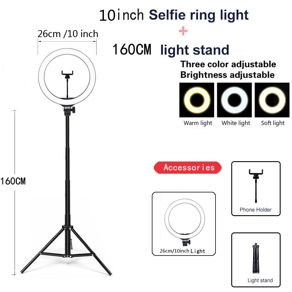 "Professionelles Studio Foto & MakeUp Licht mit einstellbarem Stativ, dimmbarem LED Ringlicht, USB-Ladefunktion - Kompatibel mit iPhone Modellen"