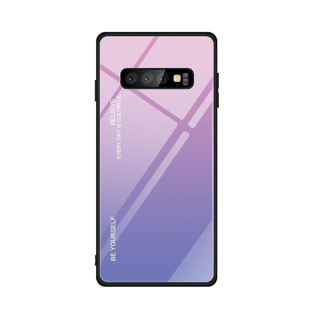 "Schlichte Gradienten Glas Handyhülle - Rückseite Schutz für Samsung, TPU + Gehärtetes Glas"