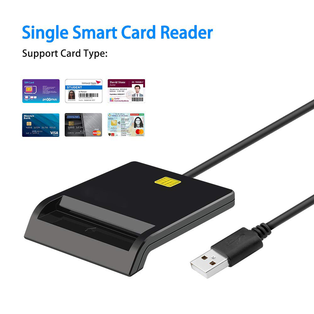 "DM-HC65 USB Smart Card Reader - Universalles Lesegerät für Bank-, SIM- und ID-Karten, Unterstützt Windows & Mac"